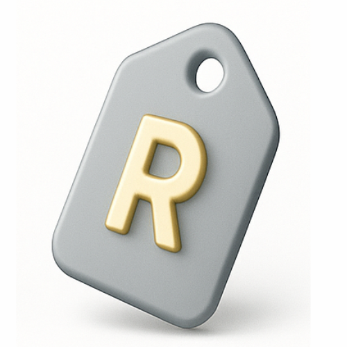 3D price tag icon with a gold Rand symbol representing affordable artificial grass and paving prices.